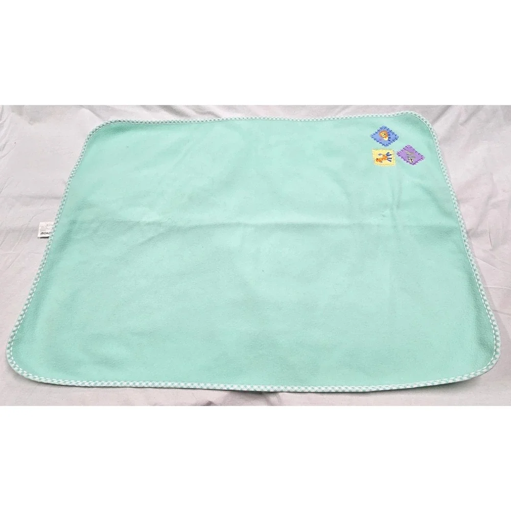 Tiddliwinks Baby Blanket Mint Green Aqua Fleece Animal Giraffe Lion Alligator